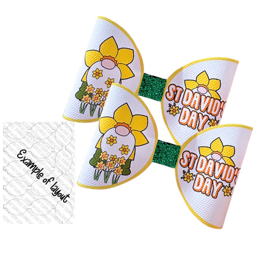 St David’s day themed in house printed Bow loops x 7 (3.5”)