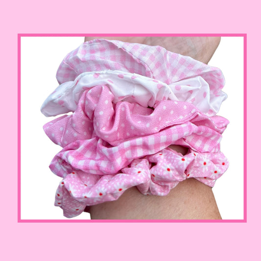 Summer Pink scrunchie 5 piece set
