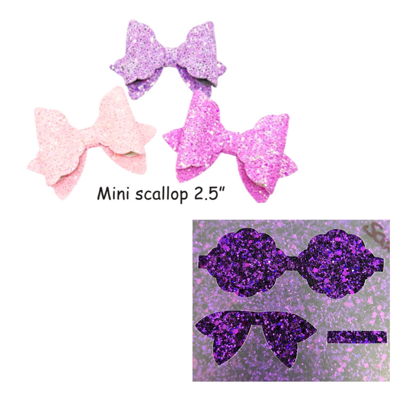 Mini scallop shaped bow  plastic Hair bow stencil 2.5”