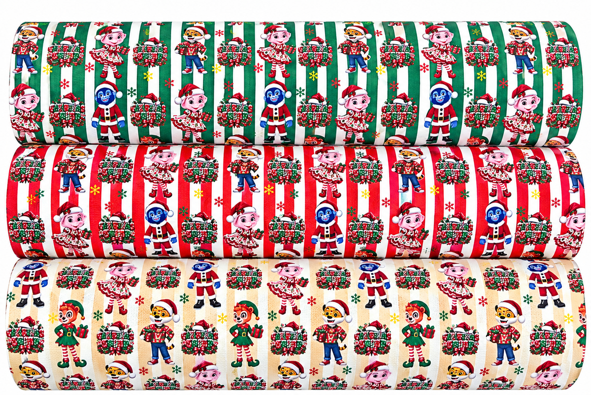 3 Piece Holiday Squad  themed Christmas Canvas fabric set
