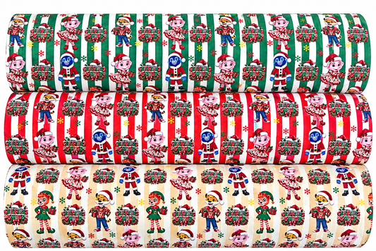 3 Piece Holiday Squad  themed Christmas Canvas fabric set