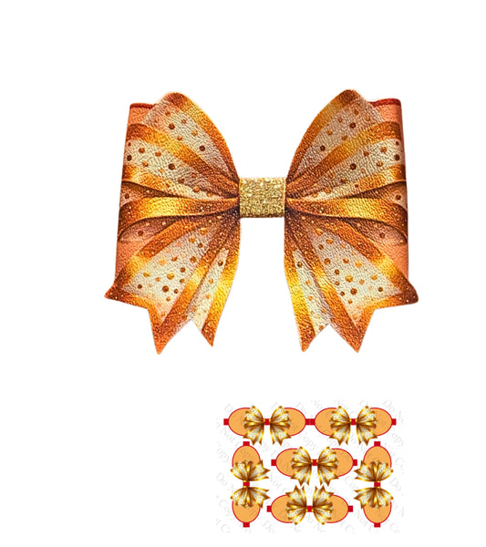 3D Gold Celebration Ribbon Bow christmas themed printed canvas bow loops x 6