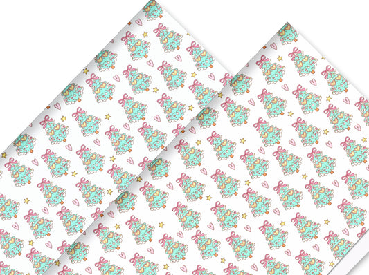 Christmas theme In house printed  leatherette fabric A4