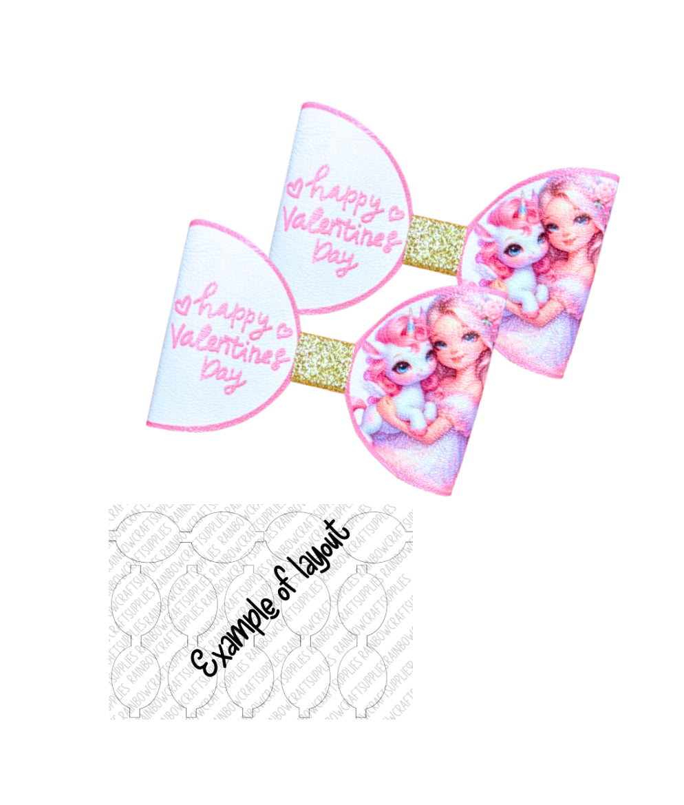 7 x valentines Day  pre printed canvas hair bow making loops 3.5”