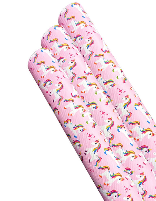 Pink Unicorn Print Fabric A4