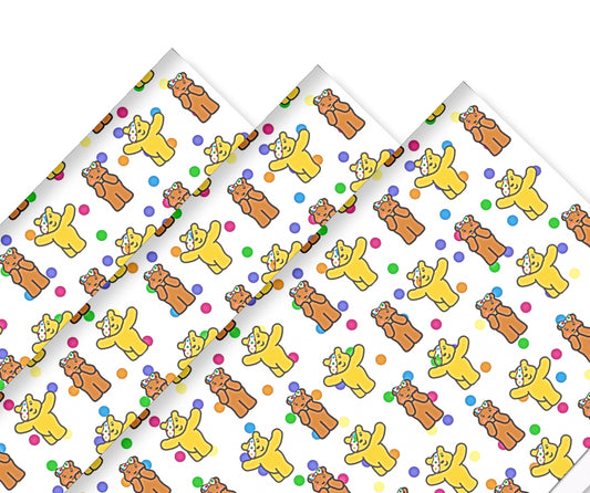 CIN Bear printed canvas hair bow making sheet A4