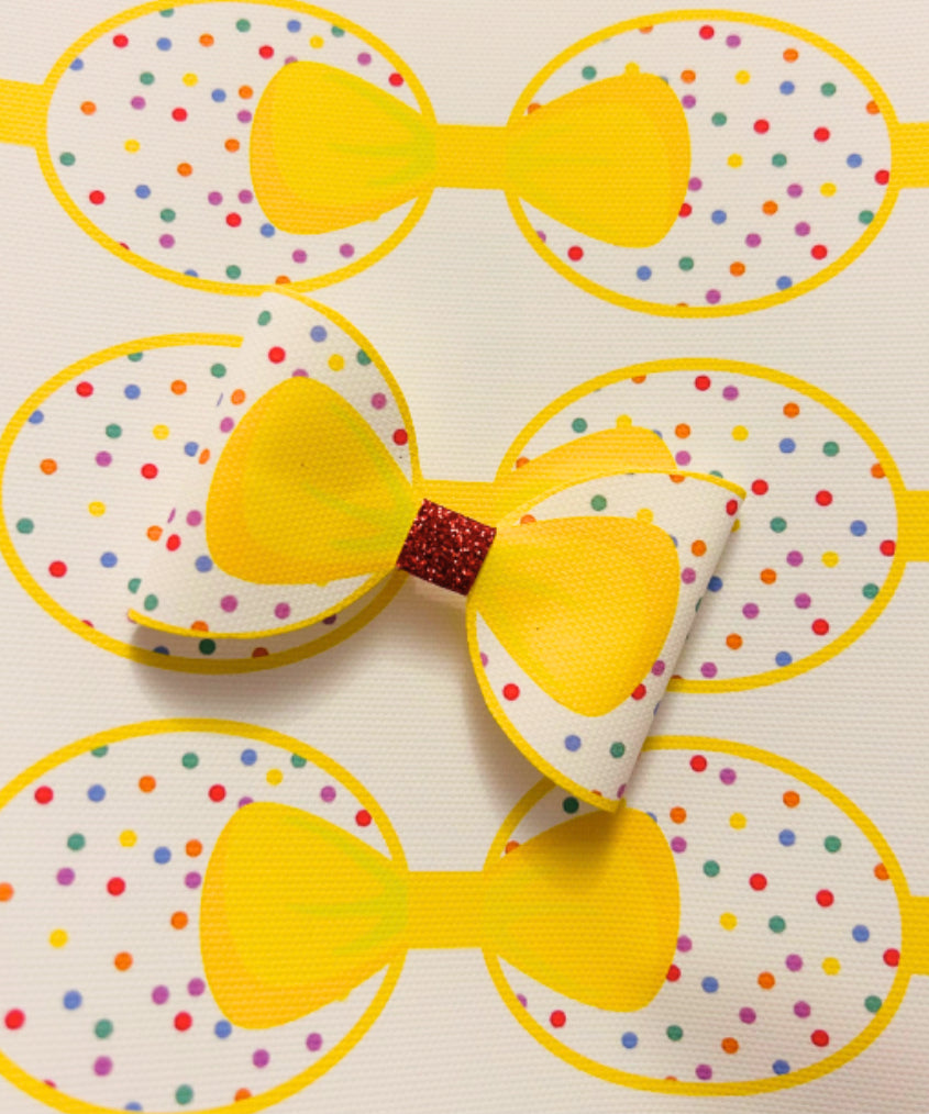 Pudsey bow inspired Dotty theme pre printed canvas bow loops x 7