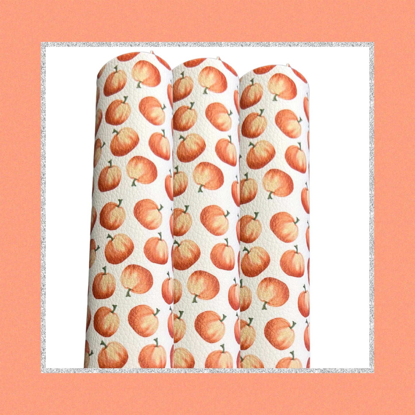 Pastel Autumn Pumpkin leatherette fabric Halloween