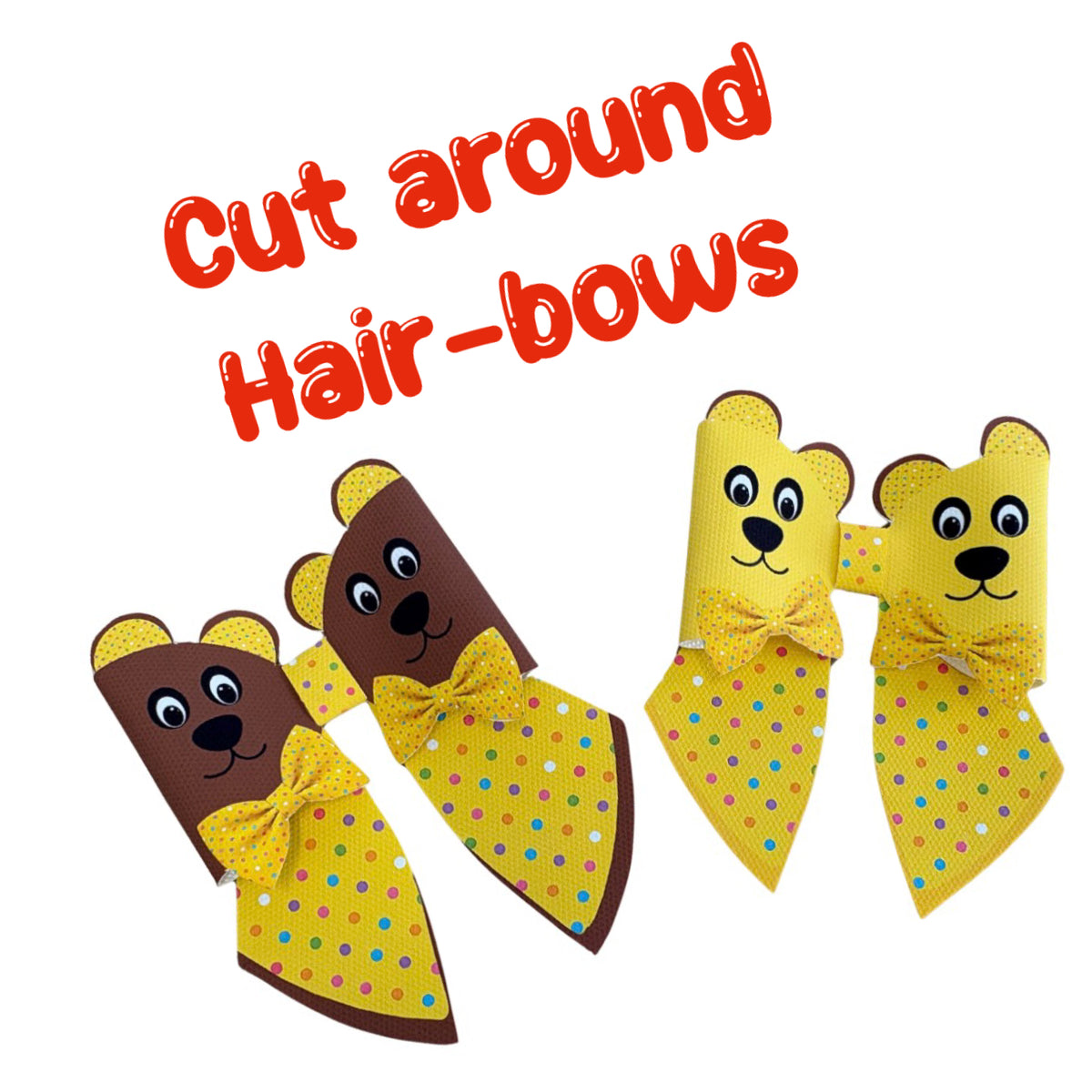 3 Bear themed Cut around hairbow bow loops and sailor tails 3.5