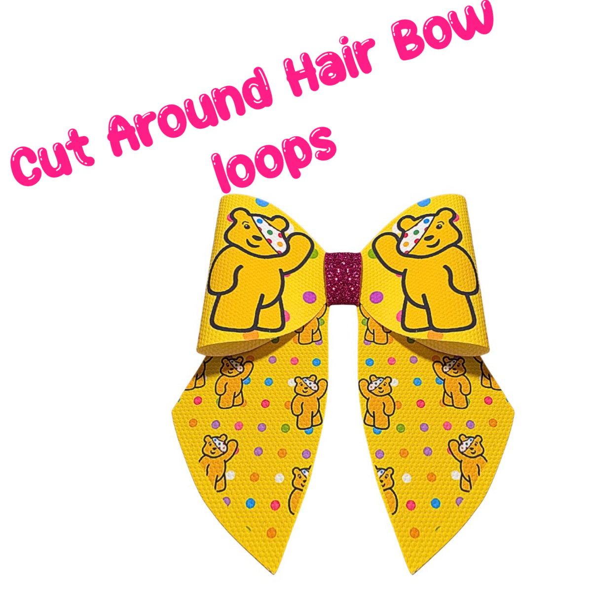4 Bear themed Cut around hairbow bow loops and sailor tails 3.5