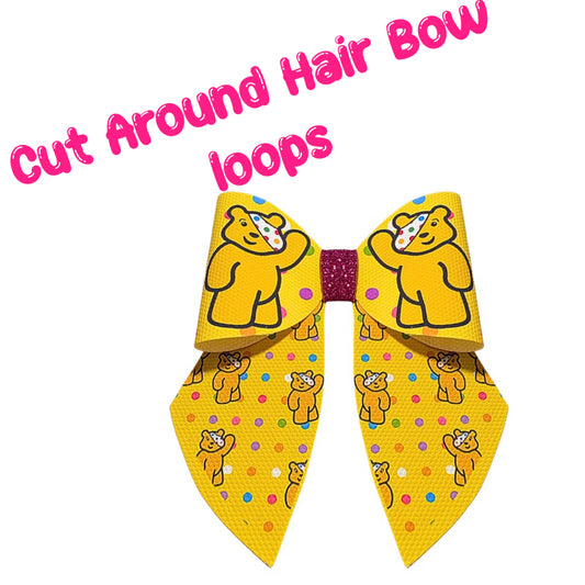 4 Bear themed Cut around hairbow bow loops and sailor tails 3.5