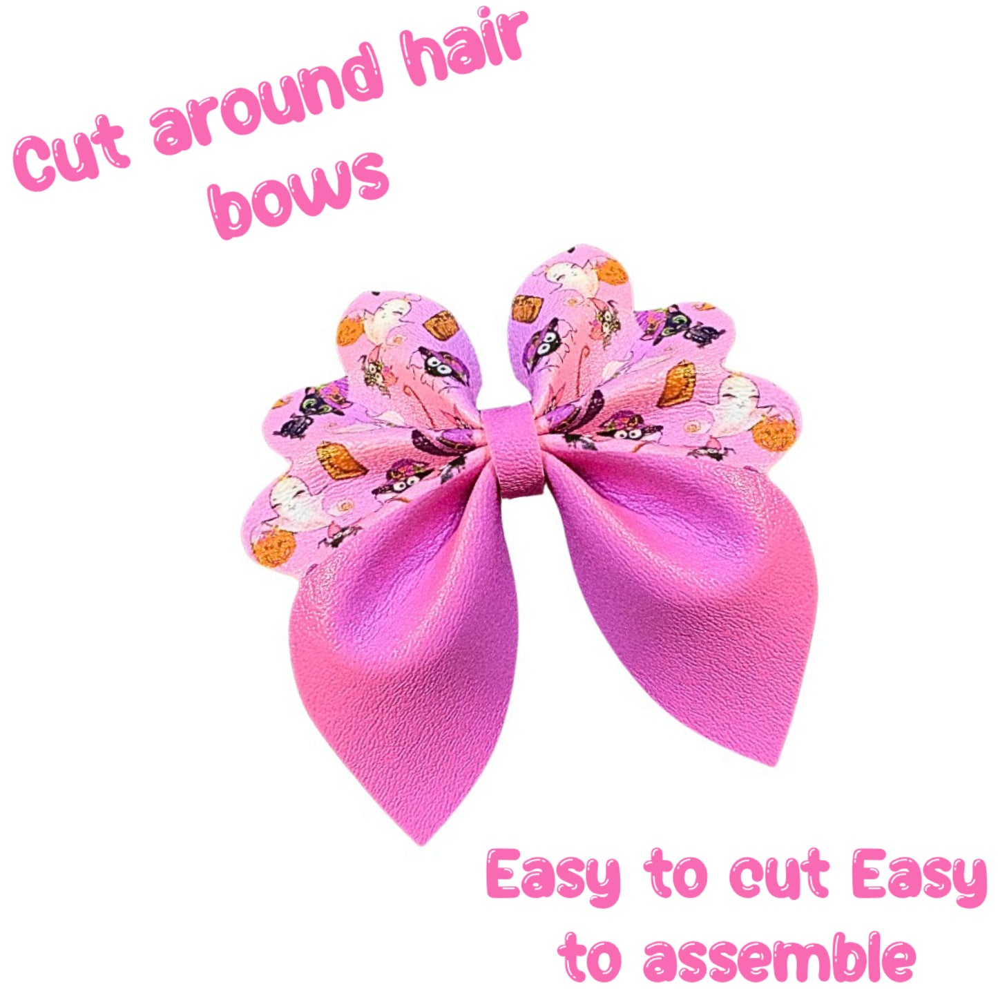 4 x Cut around  Halloween  Pinch leatherette bows and centre strips