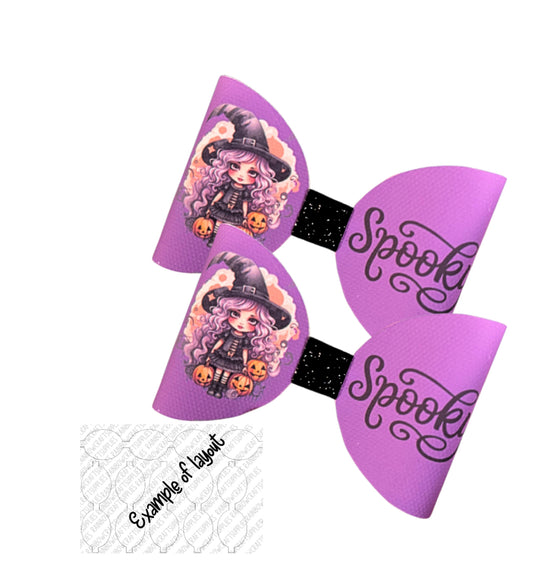 Spooky Witch Halloween pre printed canvas bow loops x 7