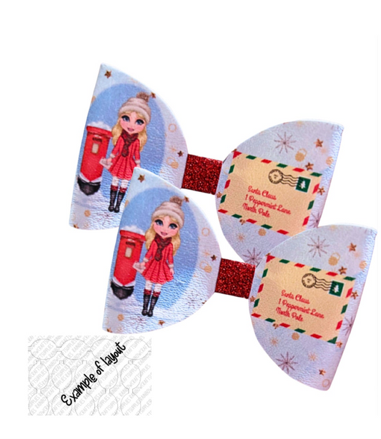 7 x Letter to Santa leatherette hair bow loops 3.5”