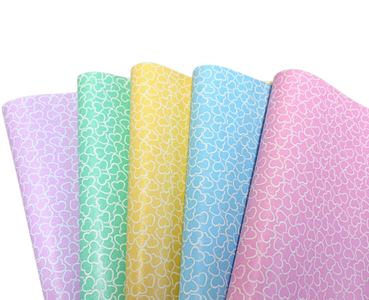5 x pastel Hearts themed printed canvas sheets A4