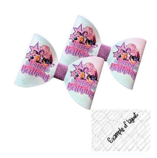 7 x Happy Birthday themed canvas Hair bow loops 3.5” Kpop