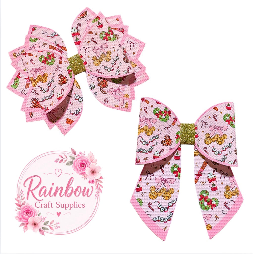 4 Christmas Cut around hair bow loops & tails 3.5”(choice of bow shape)