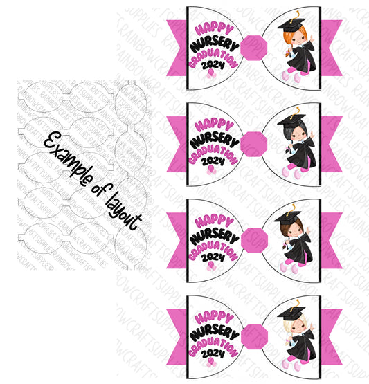 Nursery graduation printed bow loops x 7