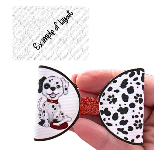 Dalmatian puppy themed pre printed canvas bow loops x 7 (3.5”)