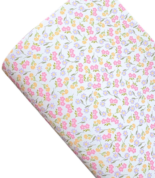 In house leatherette printed fabric A4 floral spray