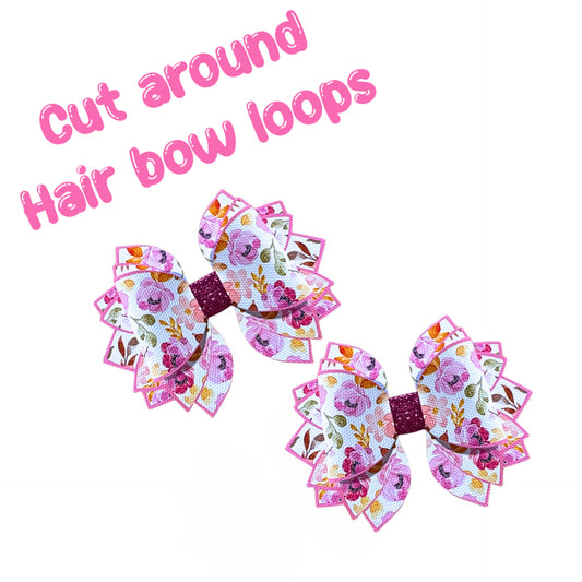 4 x printed in house Leatherette bow loops and Fan Tails 3.5” Pastel Floral spray