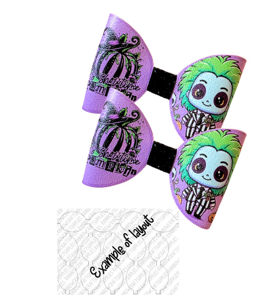 7 x printed in house Leatherette bow loops 3.5” Beetle Boy