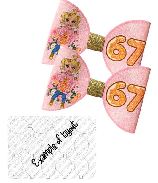 7 x christmas Cookie Girl  6 7  themed bow loops 3.5”