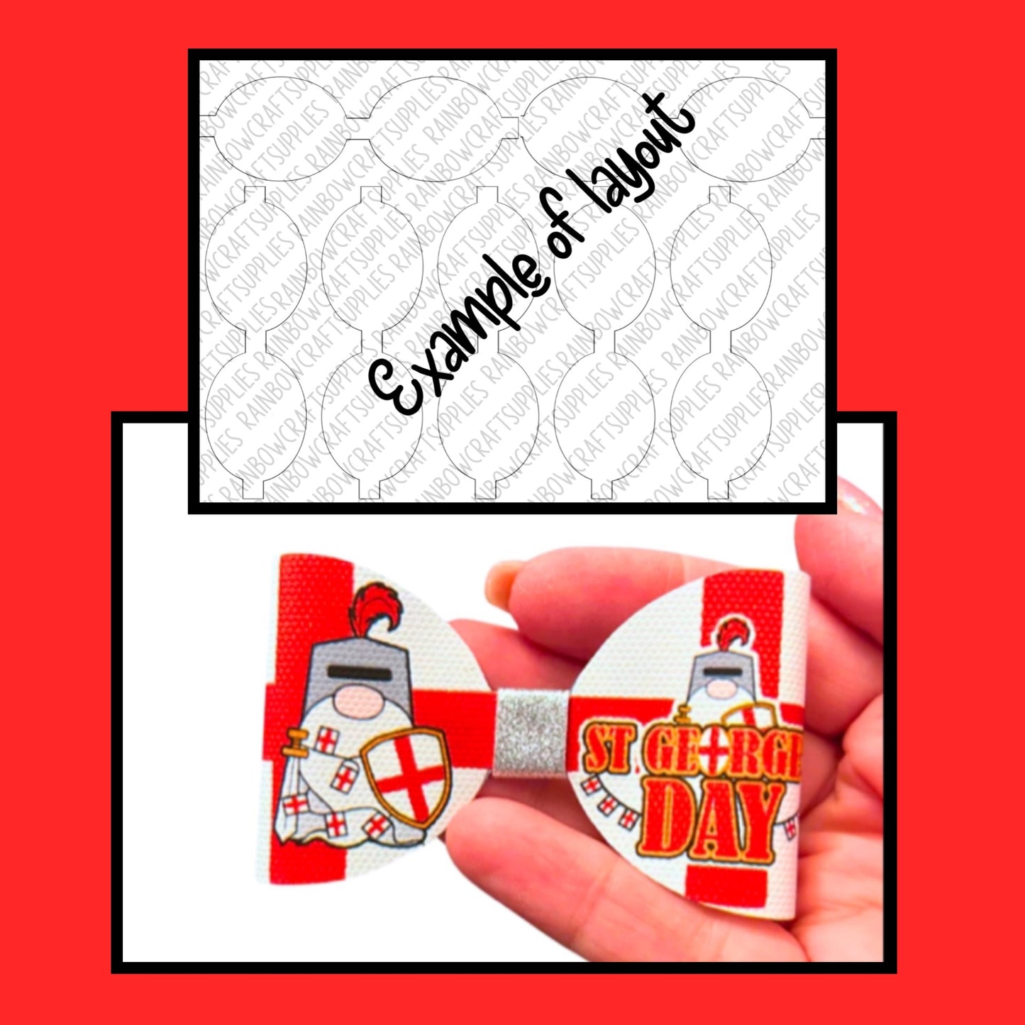 7 x St. George’s day themed bow loops 3.5”