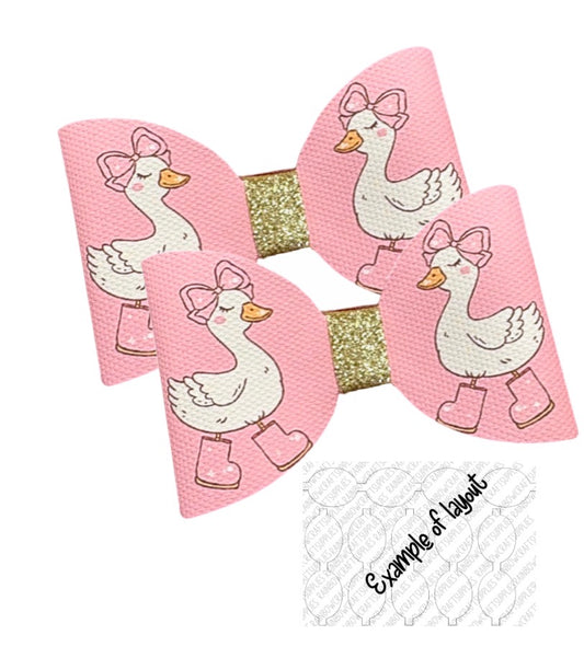 Silly goose theme pre printed canvas bow loops 3.5”