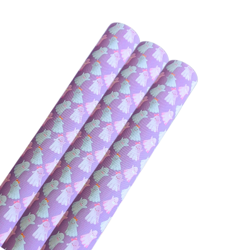 Pastel ghosts printed premium canvas fabric  fabric
