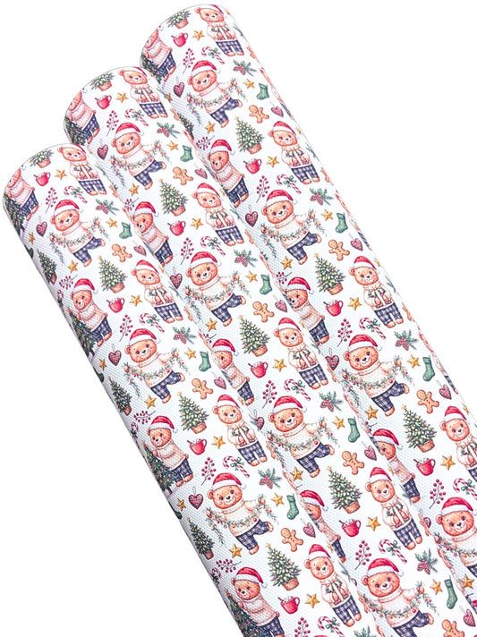 Teddy Bears Christmas leatherette/Canvas A4