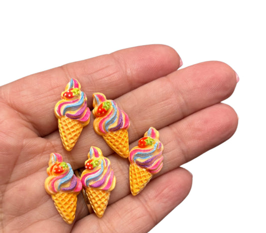 Ice cream cone Ice creams flatback embellishments x 5