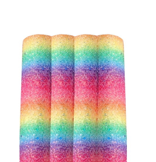 Rainbow ombré chunky glitter fabric A4