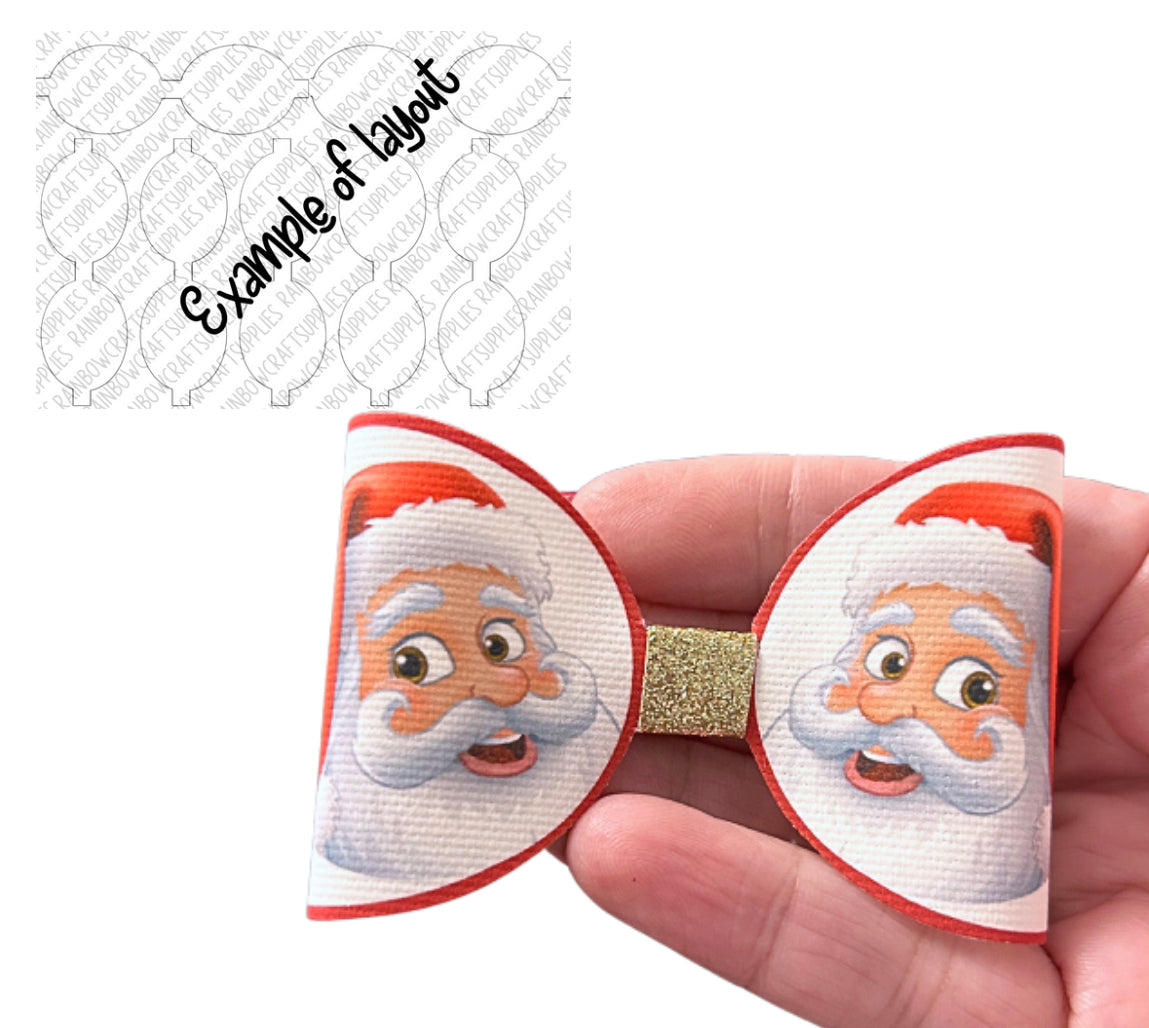 3D Santa christmas themed printed canvas bow loops x 7