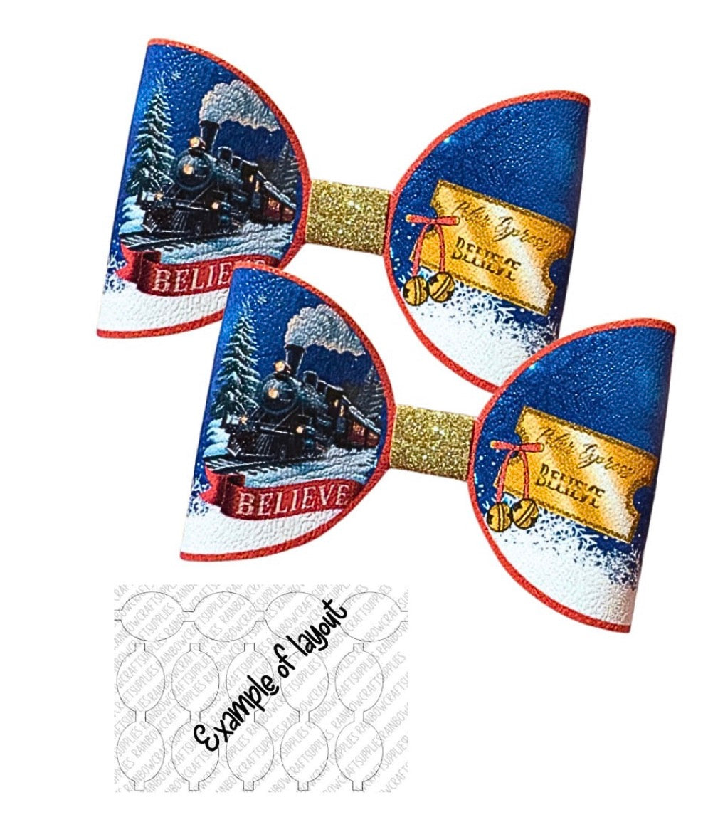 7 x Polar Express  Christmas themed bow loops 3.5”