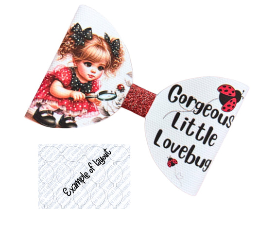 7 x Ladybug Ladybird girl  pre printed canvas hair bow loops 3.5”