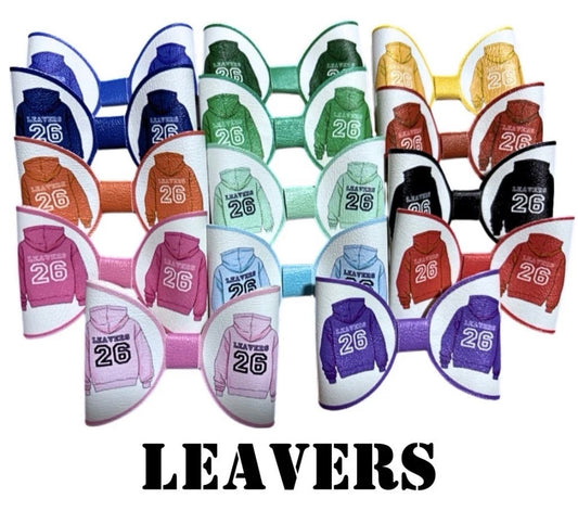 School Leavers mini Hoody in house printed  leatherette bow loops (choice of colours )