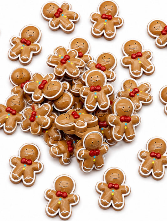 4 Glossy Gingerbread man embellishments