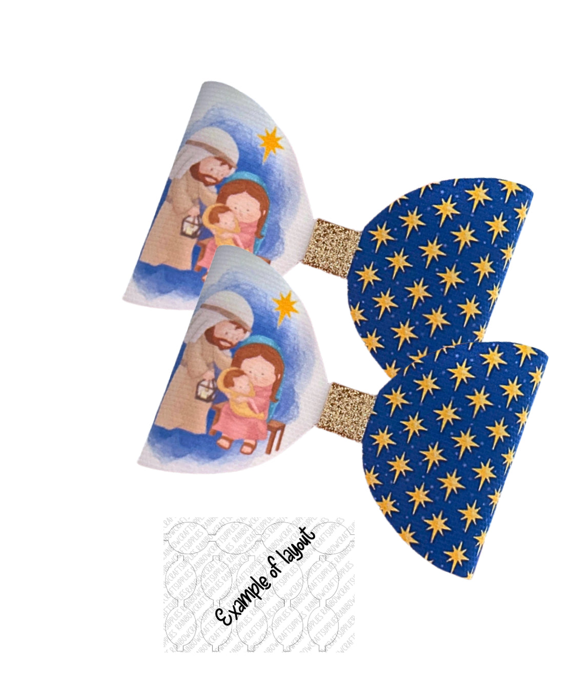 Christmas Nativity pre printed hair bow loops x 7