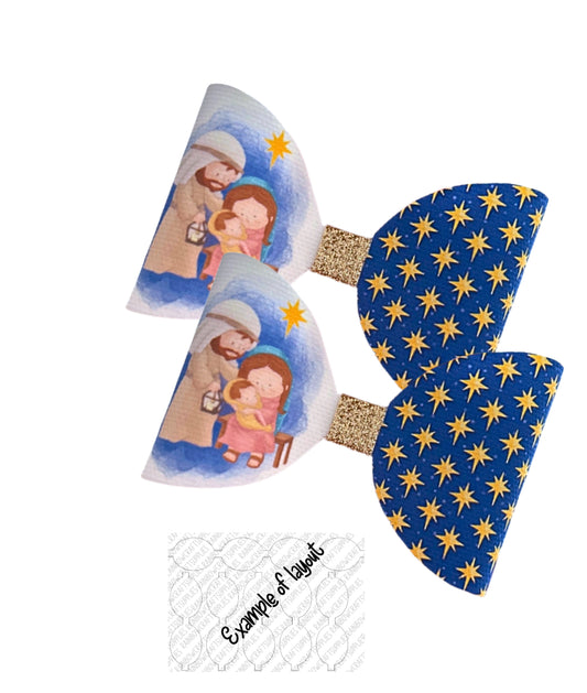 Christmas Nativity pre printed hair bow loops x 7