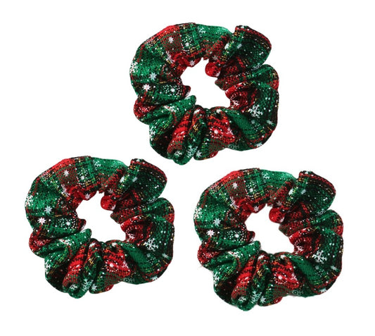 Christmas Snowflake Tartan scrunchies