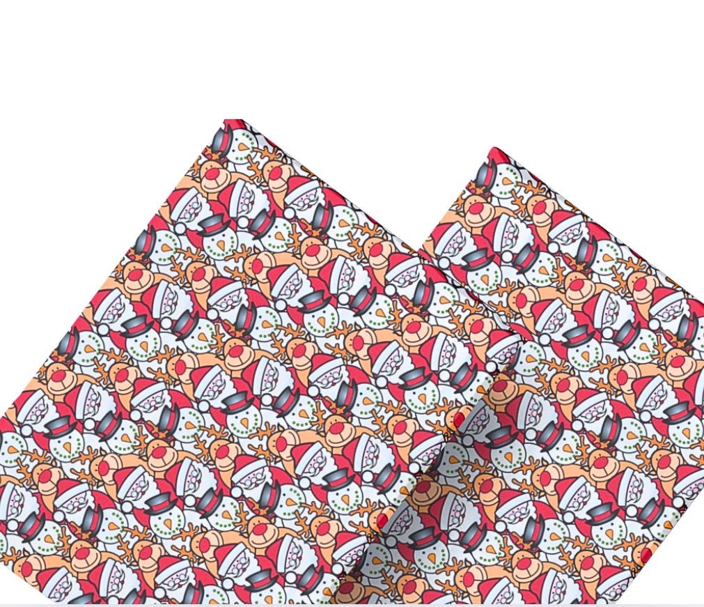 Christmas Santa Collage themed themed 280gsm canvas fabric A4