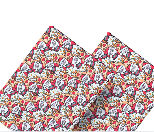 Christmas Santa Collage themed themed 280gsm canvas fabric A4