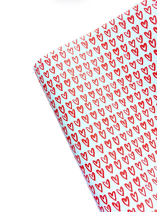 Love Hearts theme leatherette fabric A4 End of Line