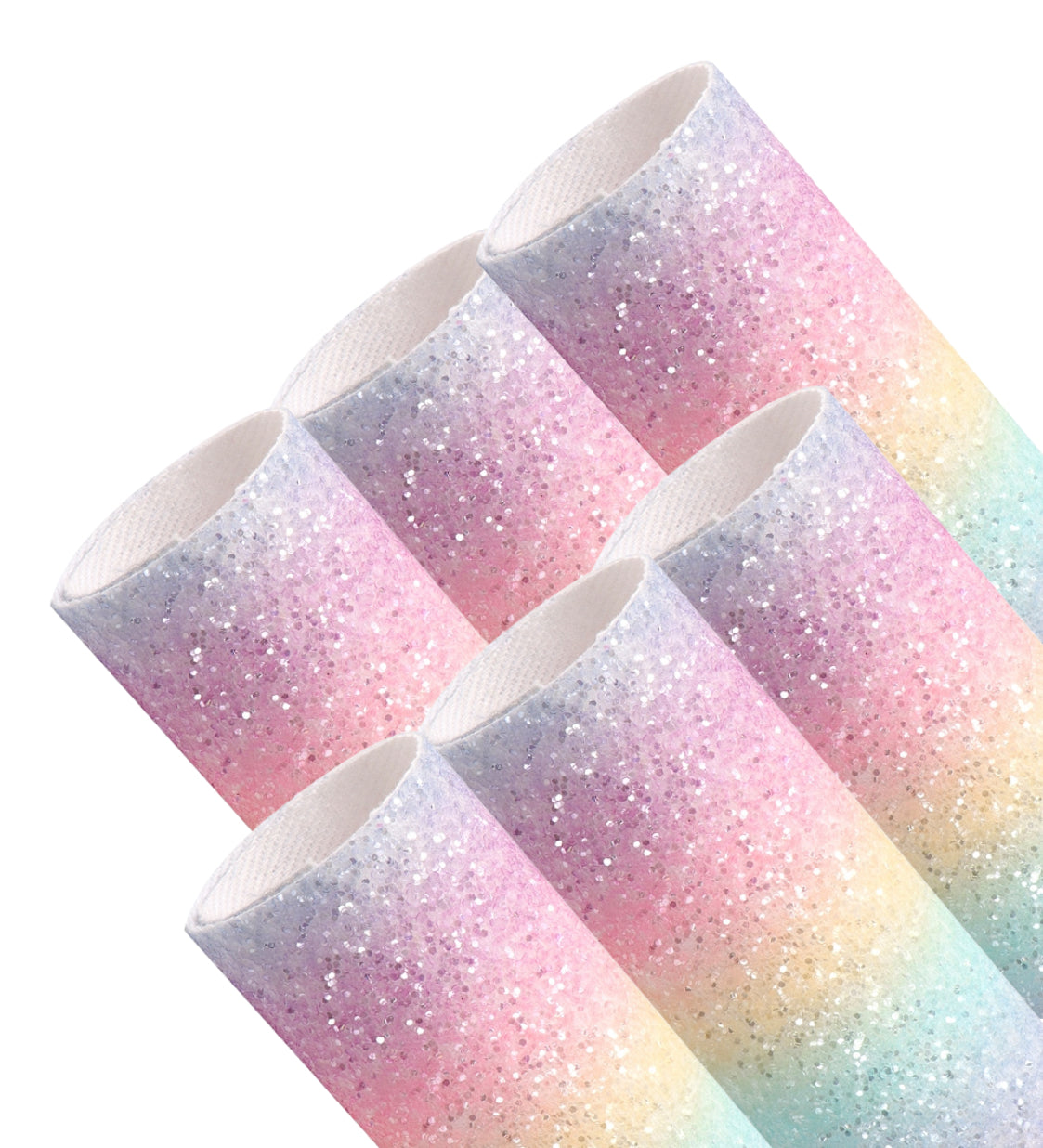 Pastel rainbow ombré chunky glitter fabric A4