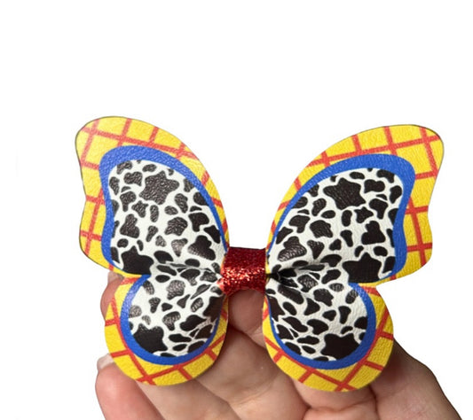 7 x Pre printed Ready to cut Butterfly Pinch bows 3.5” Cowgirl