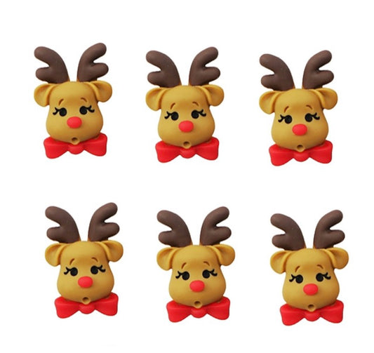 5 Reindeer Christmas 3D embellishments