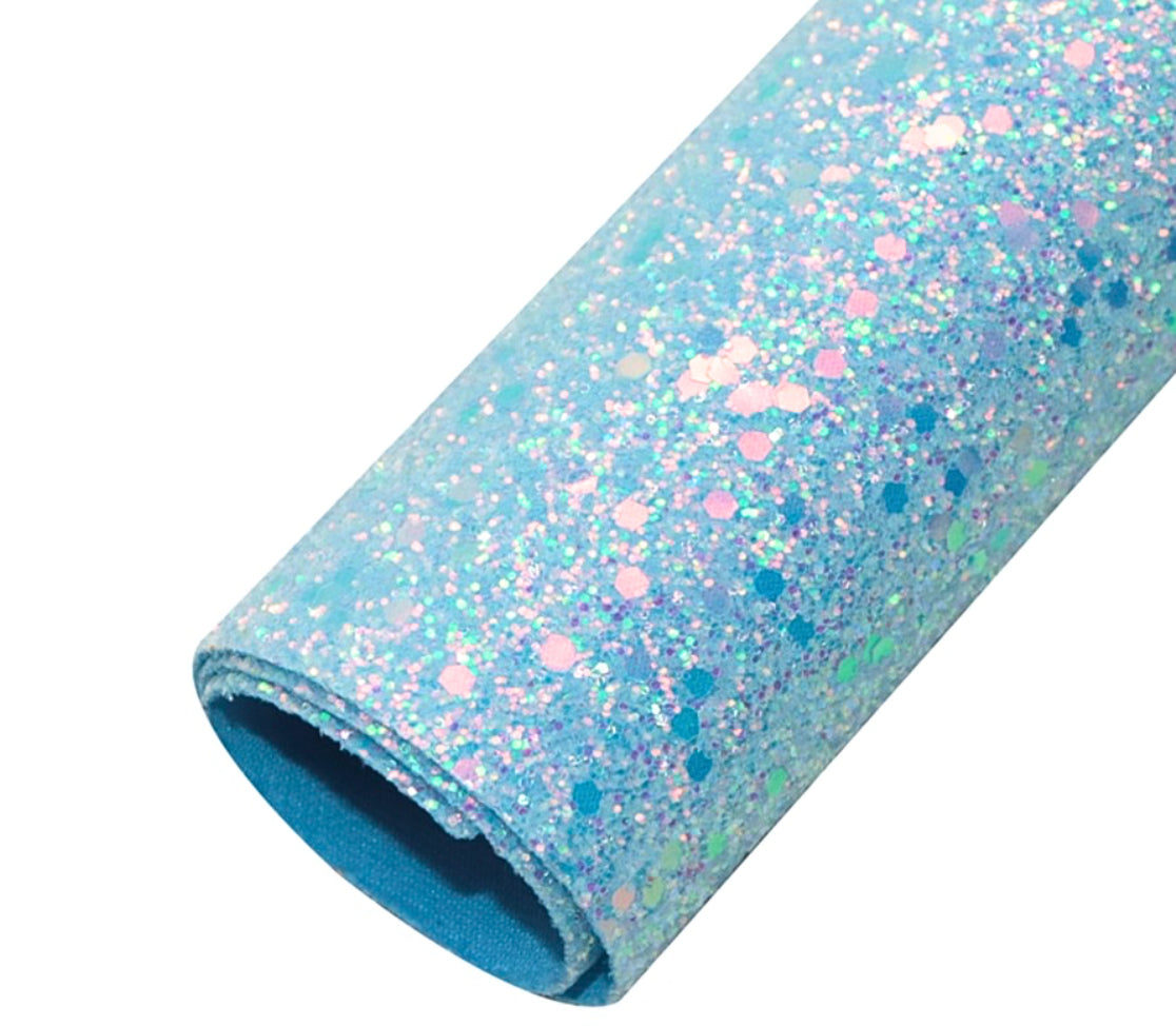 Pixie dust premium chunky glitter fabric A4 collection (6 colours) matching colour backing