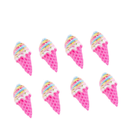 Pink Ice cream cone Ice creams flatback embellishments x 5