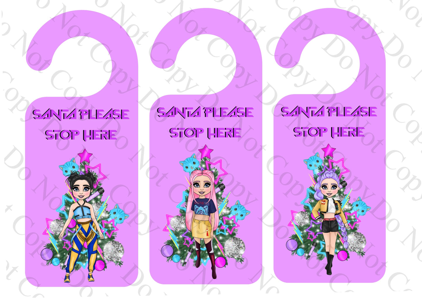 Santa please stop here door hangers x 3 POP GIRLS